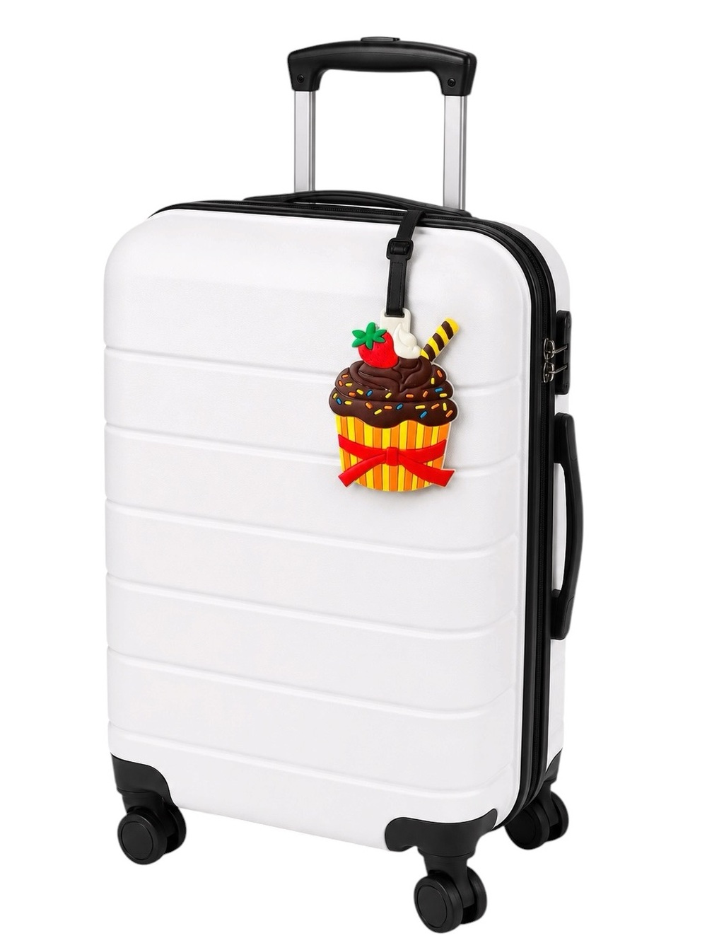 NEW Chocolate Cupcake Sprinkles Strawberry Dessert 4" Rubber Luggage Bag Tag